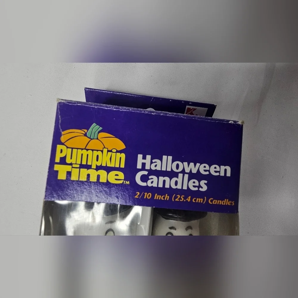 Vintage Pumpkin Time Ghost Halloween Candles Kmart 10” Taper Pair NOS